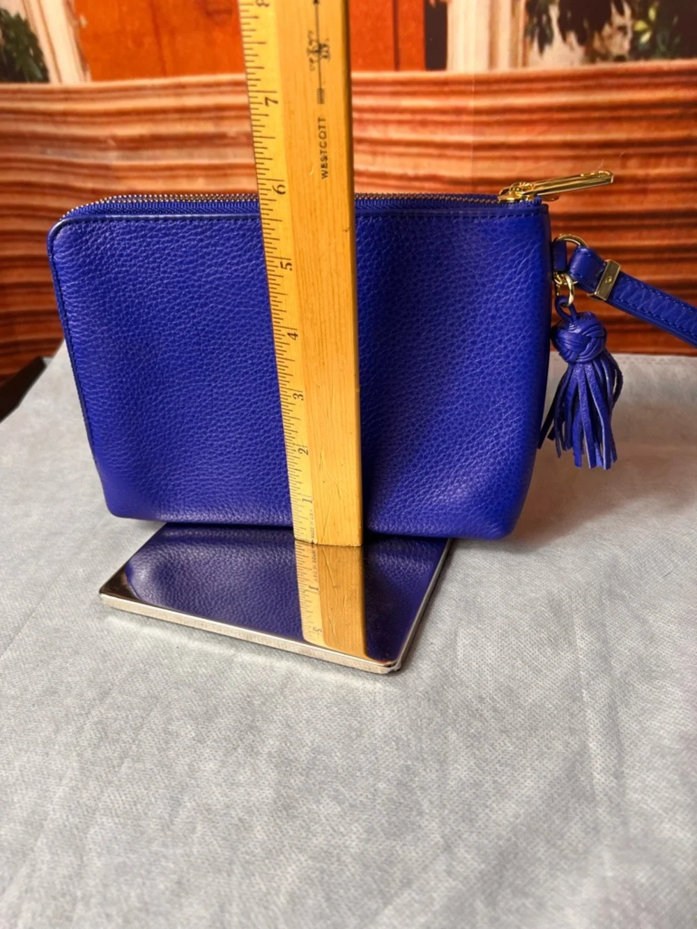 Talbots Blue Leather Wristlet Clutch